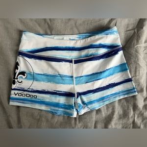 Blue and white barbell voodoo spandex